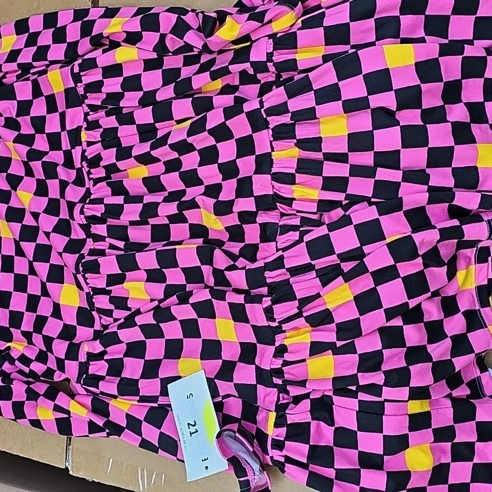 NWT Epic Threads By Macy's Girls Medium 1012 Long Sleeve Dress Checkerboard Pink - Picture 4 of 4